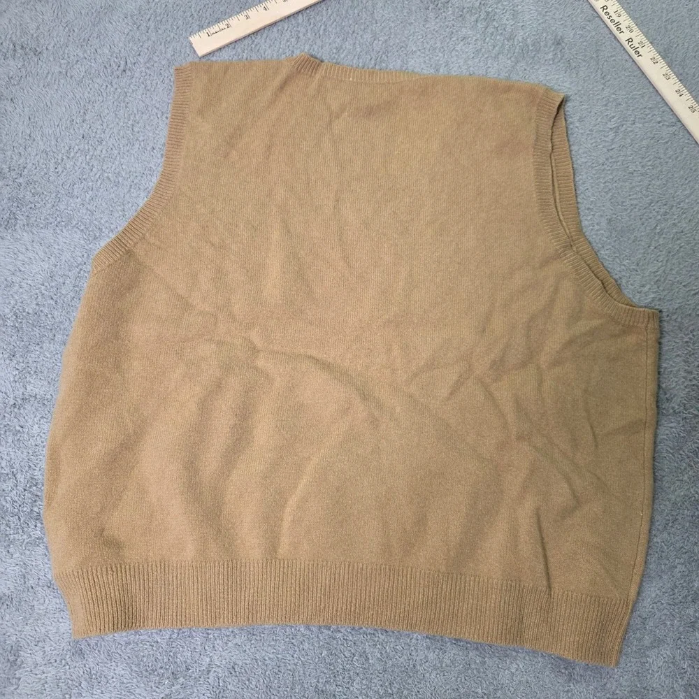 Polo Ralph Lauren Mens XXL Sweater Vest Tan Lambswool V-Neck Embroidered Pony